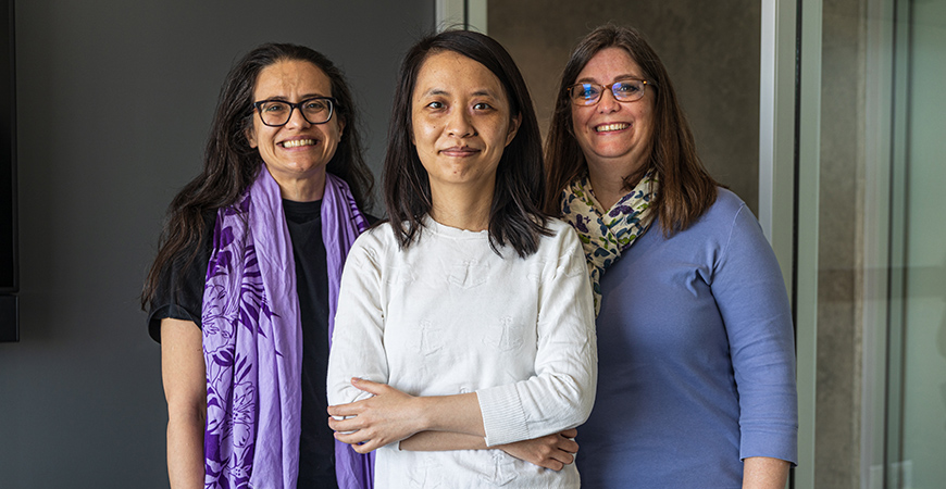 Applied Mathematics Professor Suzanne Sindi, Postdoctoral scholar Lihong Zhao and immunology Professor Katrina Hoyer