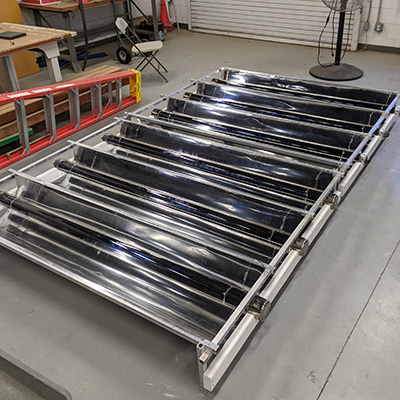 A 3 kW prototype that will soon be tested at UC Merced. It is one of the two innovative technologies in the Department of Energy's desalination contest.